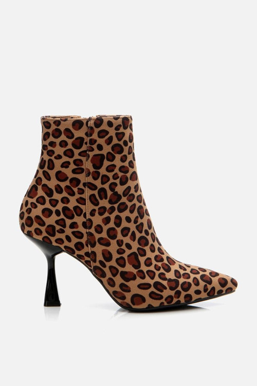 Leopar Desenli Kadın Topuklu Bot