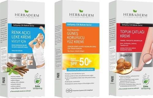 Vücut Beyazlatıcı Krem + Güneş Kremi 50 Faktör + Topuk Çatlak Kremi