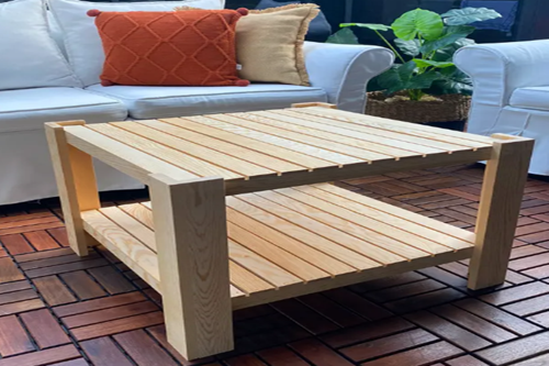 Masif Ahşap Orta Sehpa 2 Raflı Salon Bahçe Balkon Orta Sehpa