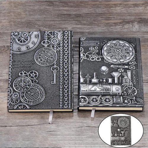 Hediyelik Gümüş Tren Kabartmalı Deri Defter