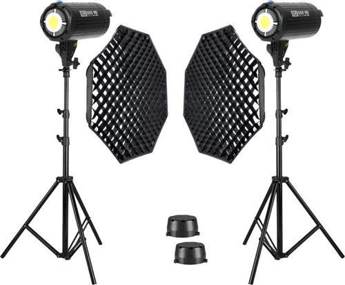 HD-200W Led Video Işığı 2'li Full Set (140 Octagon Softbox + 260cm Işık Ayağı)