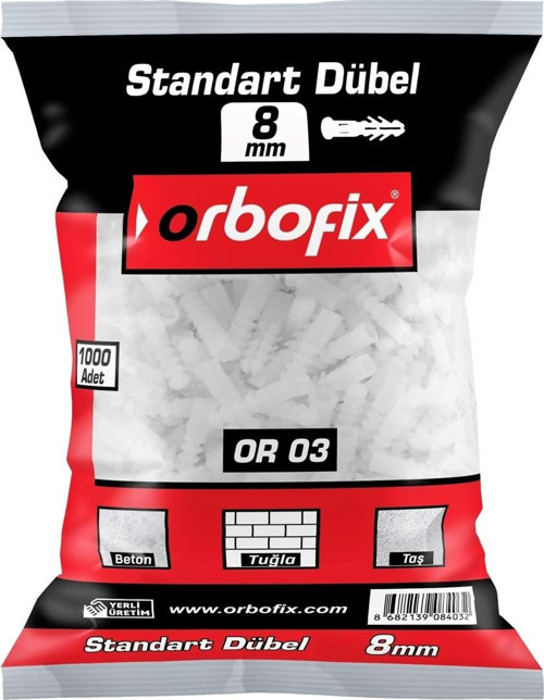 Or-03 Plastik Dübel 8 Mm ( 1000 Li )