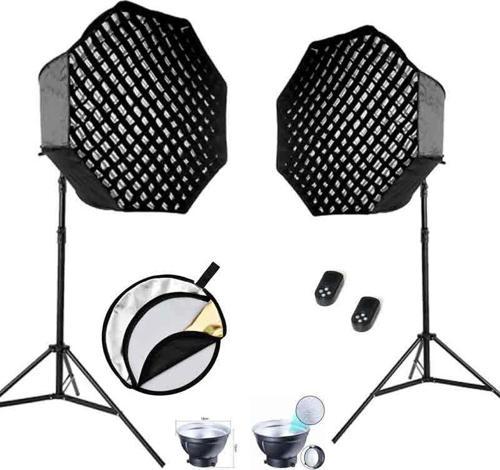 HD-60W Led & 95 Octa Gridli Softbox 2'li Video Işık Seti