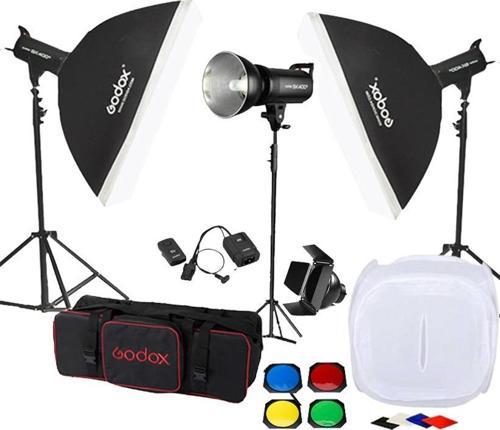 SK400 3'lü Paraflaş Set + Çekim Çadırı 120x120cm