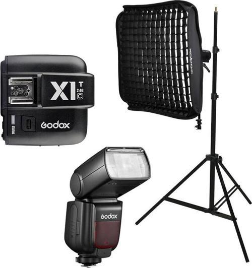 TT685II-C Canon Flaş Full Set (Tepe Flaş + X1 Tetikleyici + Işık Ayağı + 60x60 Softbox)
