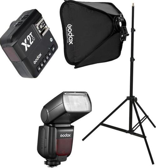 TT685II-C Canon Flaş Full Set (Tepe Flaş + X2T-C Tetikleyici + Işık Ayağı + 40x40 Softbox)