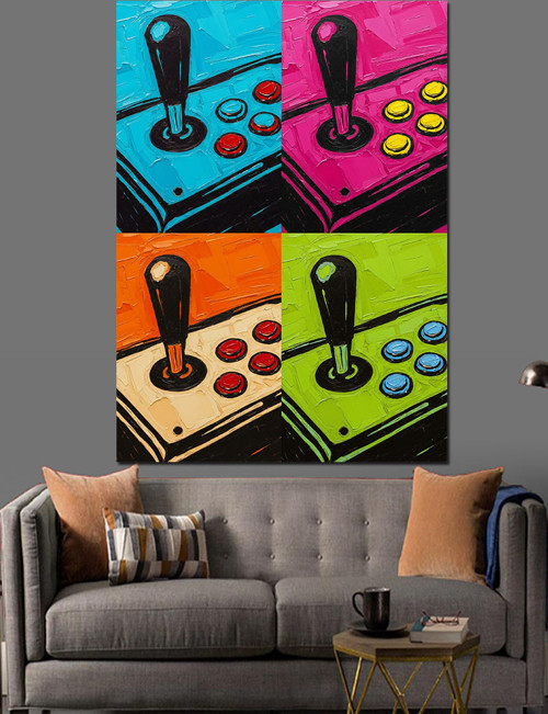 Retro Joystick Ateri Kolları Dekoratif Kanvas - Mdf Ahşap Tablo