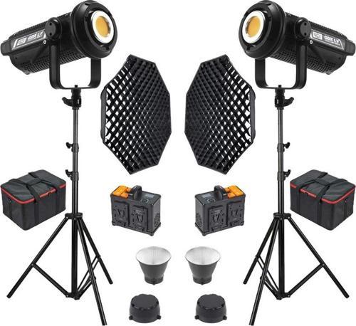LV-700C-II B Bi Color Led Video Işığı 2'li Full Set (Gridli 95 Octa Softbox + 260 cm Kalın Işık Ayağı)
