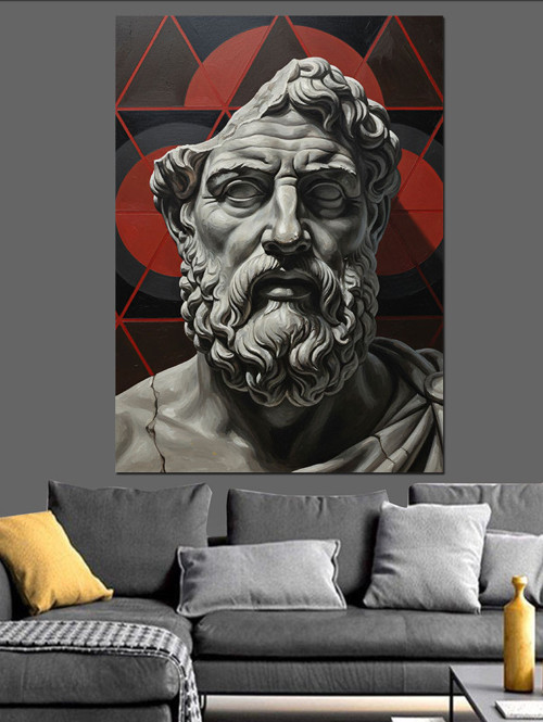 Zeus Heykel Büstü Antik Dekoratif Kanvas - Mdf Ahşap Tablo