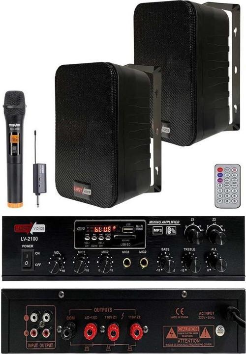 Black Large Plus Paket-1 Hoparlör ve Amfi Anons Ses Sistemi Seti