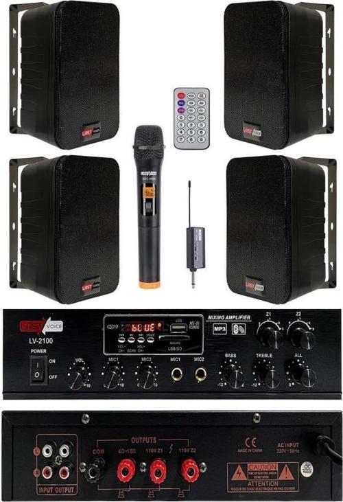 Black Large Plus Paket-3 Hoparlör ve Amfi Anons Ses Sistemi Seti