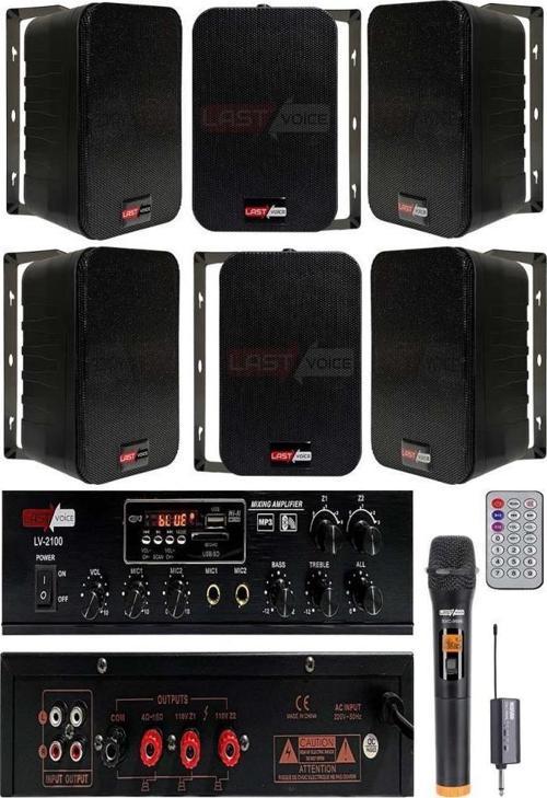 Black Large Plus Paket-5 Hoparlör ve Amfi Anons Ses Sistemi Seti