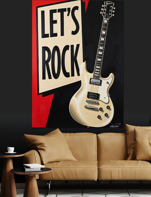 Rock N Roll Gitar Müziği Dekoratif Kanvas - Mdf Ahşap Tablo