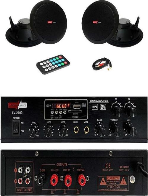 Black Small-4 Tavan Hoparlör ve Amfi Ses Sistemi Paketi ( 1 AMFİ + 2 HOPARLÖR)