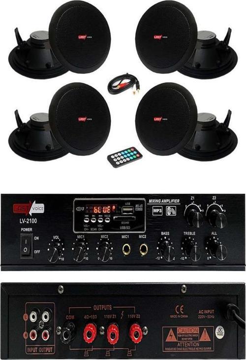 Black Small-5 Tavan Hoparlör ve Amfi Ses Sistemi Paketi ( 1 AMFİ + 4 HOPARLÖR)