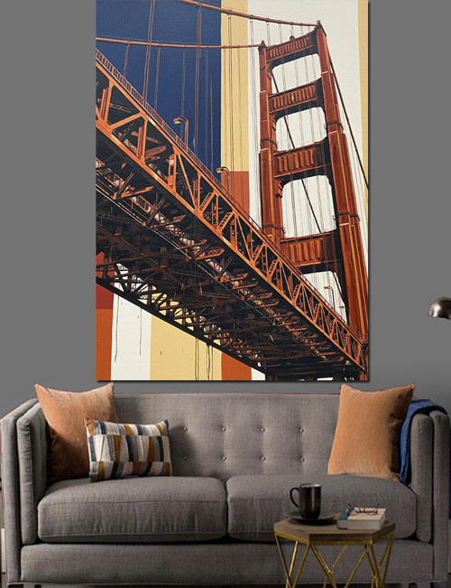 Golden Gate Köprüsü Manzarası Dekoratif Kanvas - Mdf Ahşap Tablo