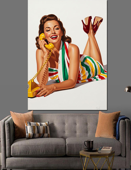 Pin-Up Kız Denizci Tarzı Dekoratif Kanvas - Mdf Ahşap Tablo