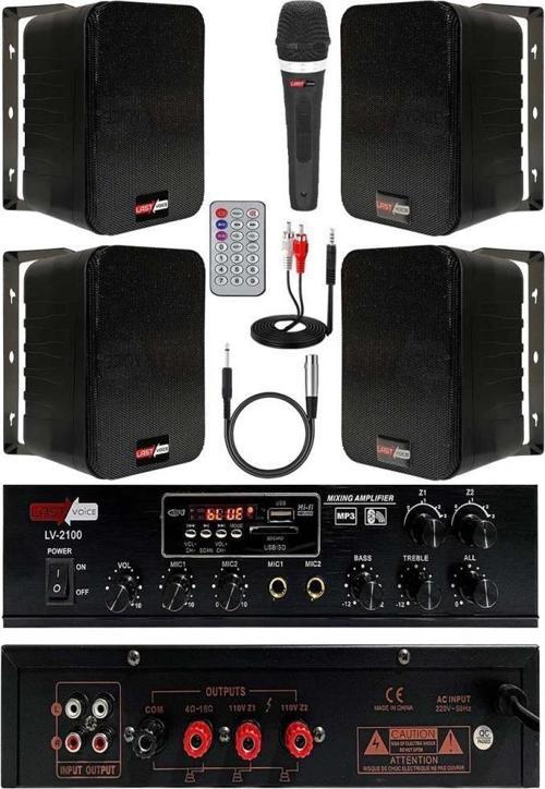 Black Soft Paket-3 Hoparlör Amfi Mikrofon Mağaza Ses Sistemi