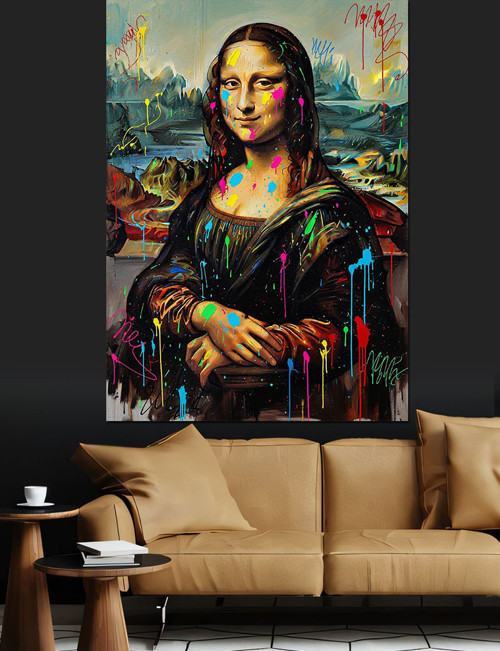 Mona Lisa Pop-Art Versiyonu Dekoratif Kanvas - Mdf Ahşap Tablo