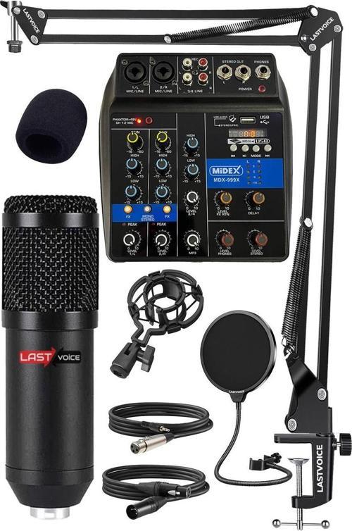 BM800 Mikrofon Phantomlu Mikser + Stand + Shock Mount Set
