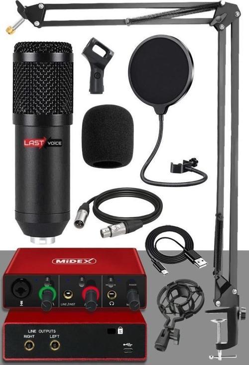 BM800-GLX-500 PRO Ses Kartı ve Condenser Mikrofon Stand Filtre Set