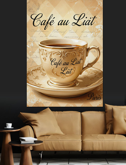 Café Au Lait Sıcak Fincan Dekoratif Kanvas - Mdf Ahşap Tablo