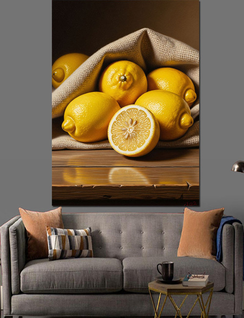 Sarı Limonlar Doğal Meyve Dekoratif Kanvas - Mdf Ahşap Tablo
