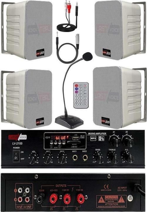 Large Paket-3 Hoparlör ve Amfi Anons Ses Sistemi Seti