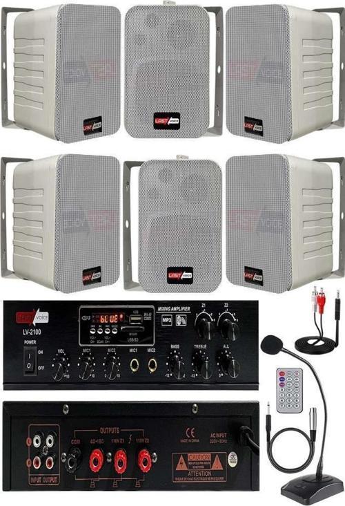 Large Paket-5 Hoparlör ve Amfi Anons Ses Sistemi Seti