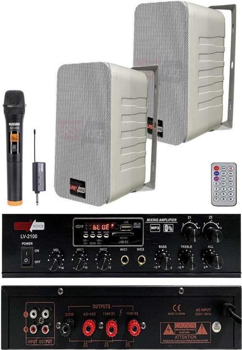 Large Plus Paket-1 Hoparlör ve Amfi Anons Ses Sistemi Seti
