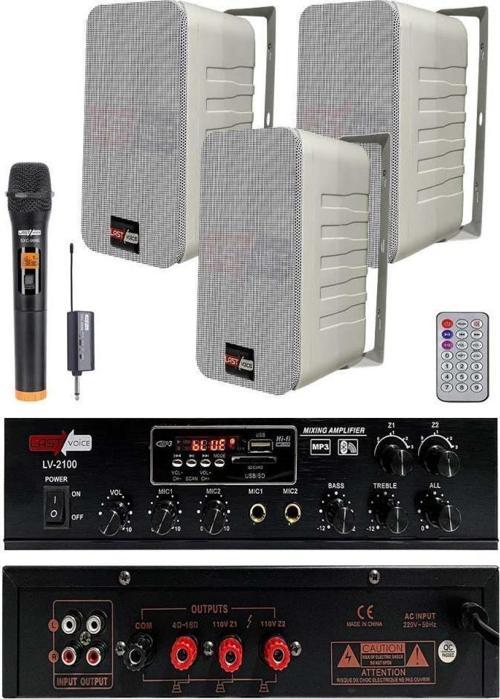 Large Plus Paket-2 Hoparlör ve Amfi Anons Ses Sistemi Seti