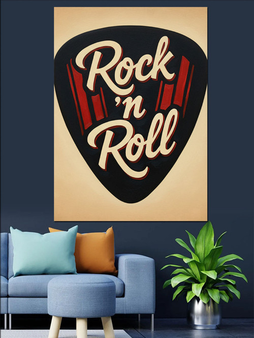 Rock N Roll Pena Müzik Dekoratif Kanvas - Mdf Ahşap Tablo