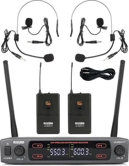 Lv-502H UHF Dijital 2x30 Kanal Çiftli Yaka Kafa Telsiz Kablosuz Mikrofon