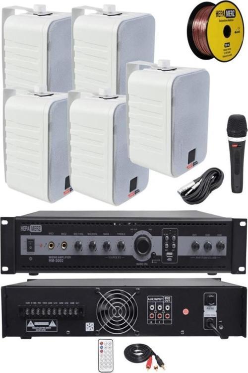 High Voice Paket-2 Bölgeli Amfi ve Duvar Hoparlör Ses Anons Sistemi Seti