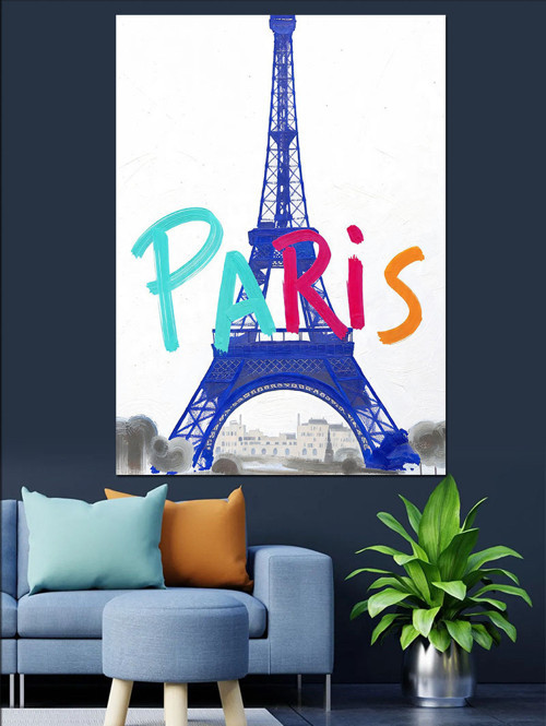 Paris Eyfel Kulesi Yazılı Dekoratif Kanvas - Mdf Ahşap Tablo
