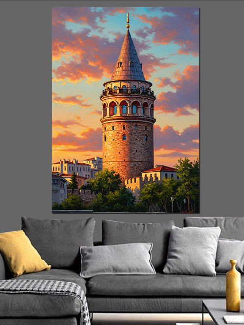 Galata Kulesi İstanbul Şehir Dekoratif Kanvas - Mdf Ahşap Tablo