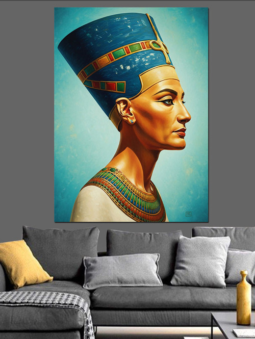 Mısır Kraliçesi Nefertiti Portresi Dekoratif Kanvas - Mdf Ahşap Tablo