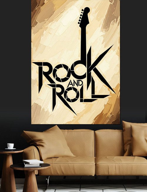 Rock And Roll Gitar Dekoratif Kanvas - Mdf Ahşap Tablo