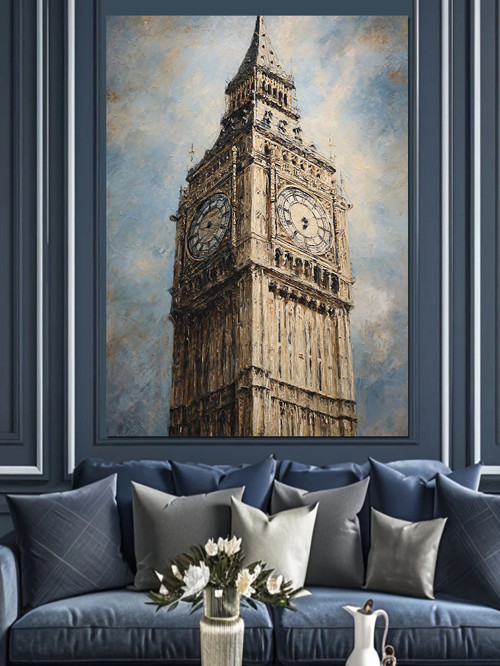 London Big Ben Eskiz Dekoratif Kanvas - Mdf Ahşap Tablo
