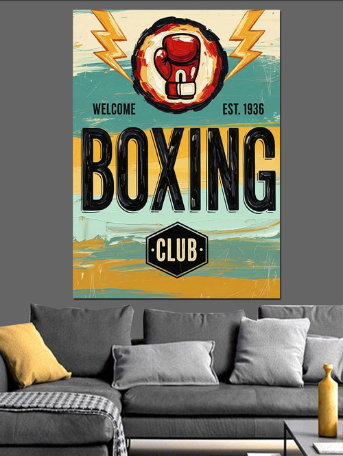 Boks Kulübü Retro Poster Dekoratif Kanvas - Mdf Ahşap Tablo