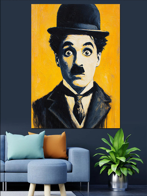Charlie Chaplin Pop Art Dekoratif Kanvas - Mdf Ahşap Tablo