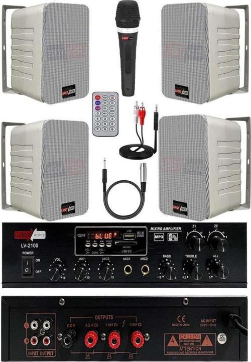 Soft Paket-3 Hoparlör Amfi Mikrofon Mağaza Ses Sistemi