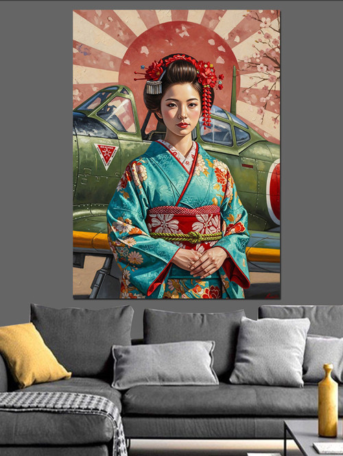 Kimono Giyen Japon Kadın Dekoratif Kanvas - Mdf Ahşap Tablo