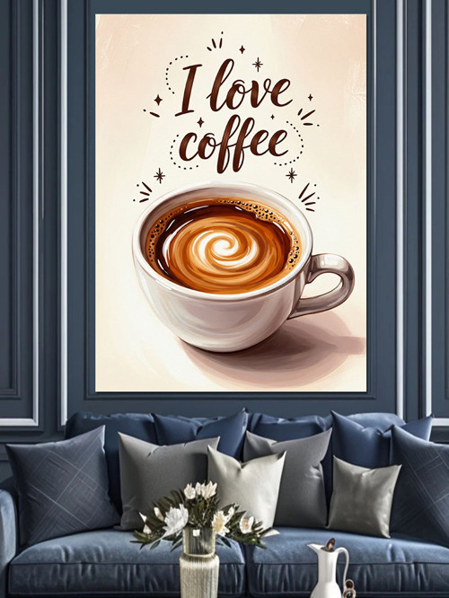 Kahve Kupası Latte Art Dekoratif Kanvas - Mdf Ahşap Tablo