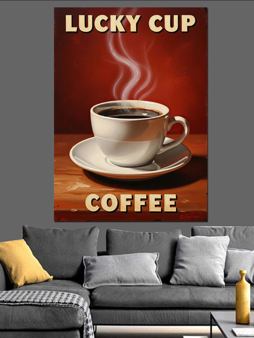 Lucky Cup Kahve Fincanı Dekoratif Kanvas - Mdf Ahşap Tablo