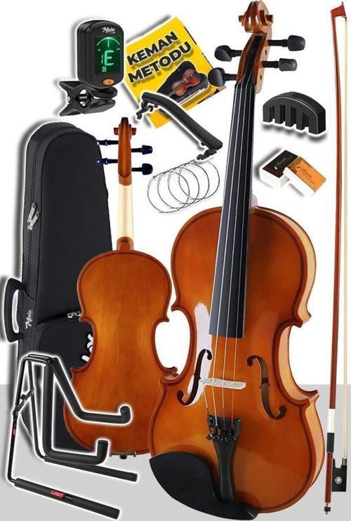 CVL-744-STYS Profesyonel 4/4 Full Keman Seti (Yastık Stand Tuner Susturucu Reçine Çanta Tel Yay)