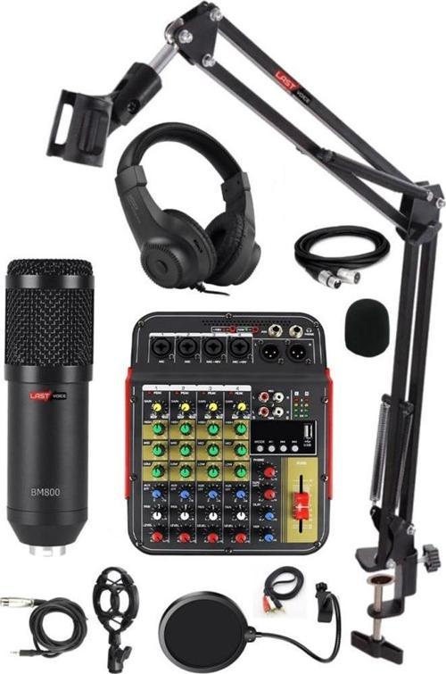 Rec Paket-2 BM800 Mikrofon Phantomlu Mikser Kulaklık Stand Filtre Set
