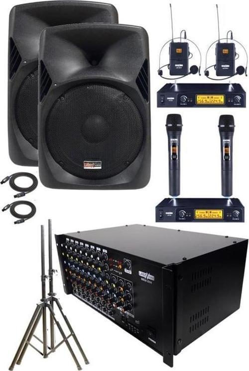School Paket-2 Okul Tören Ses Sistemi Full Set (Hoparlör Amfi Mikrofon Stand)