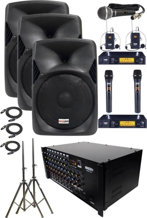 School Paket-3 Okul Tören Ses Sistemi Full Set (Hoparlör Amfi Mikrofon Stand)