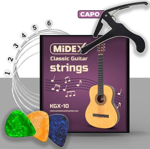 KGX-10C Klasik Gitar Teli Takımı Pena ve Kapo (Capo) Seti